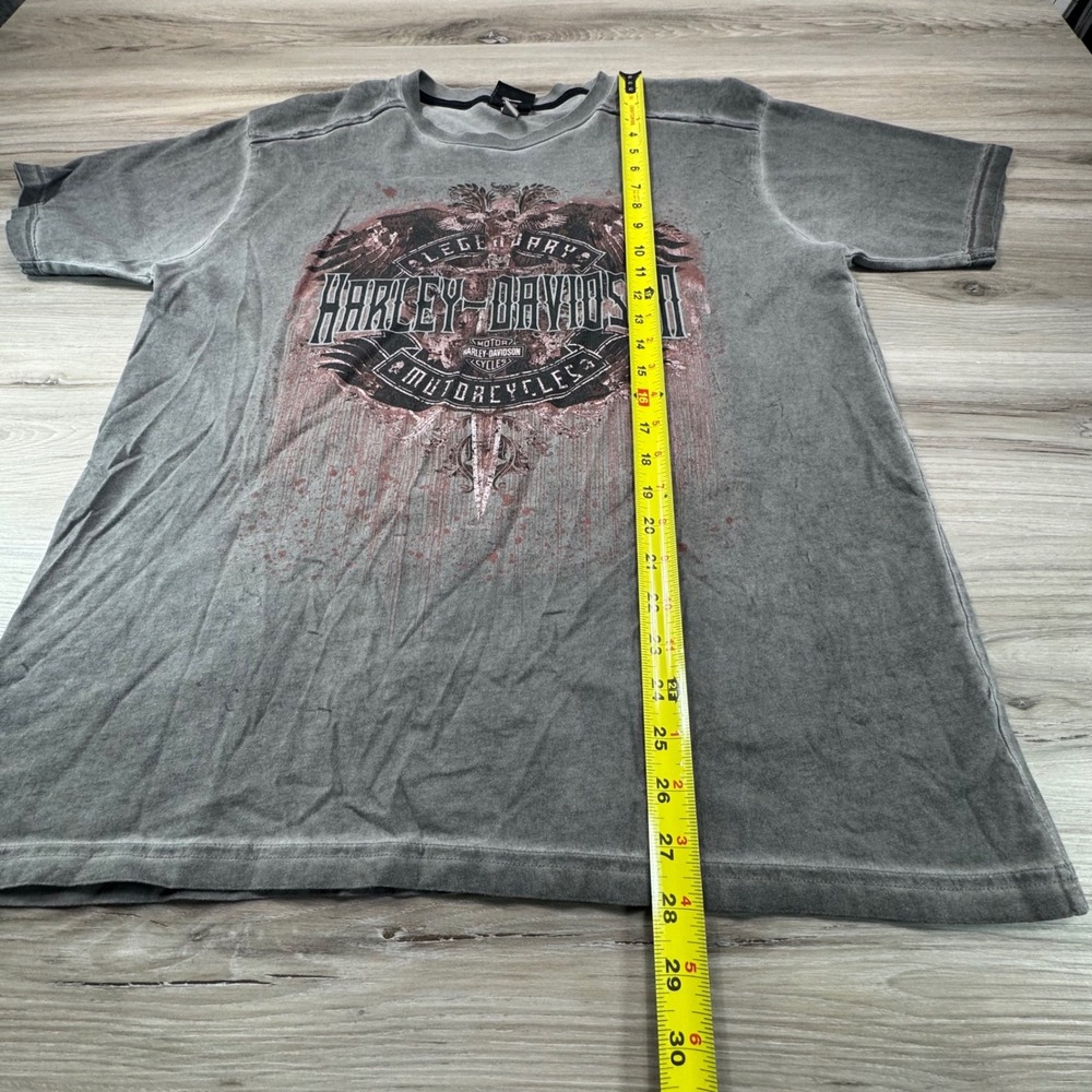 Vintage Distressed Harley Davidson Indianapolis Tee Gray Eagle Wings Hot Rod L - Picture 8 of 11
